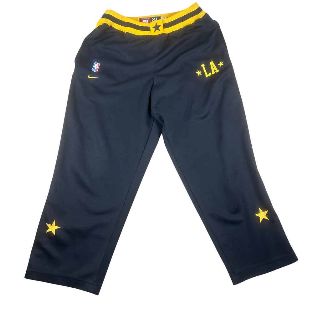 Nike NBA LA Lakers Tearaway Warmup Pants Mens‎ XL Black Yellow Vintage Snap Side
